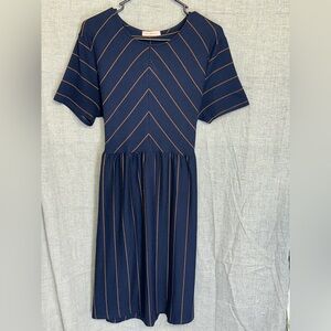 Ces Femme Blue and Brown Chevron Midi Dress